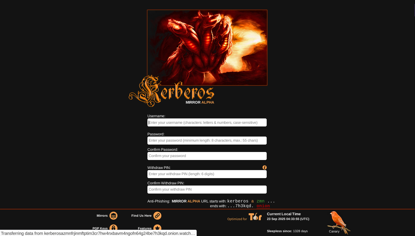 Kerberos Market Signup Page